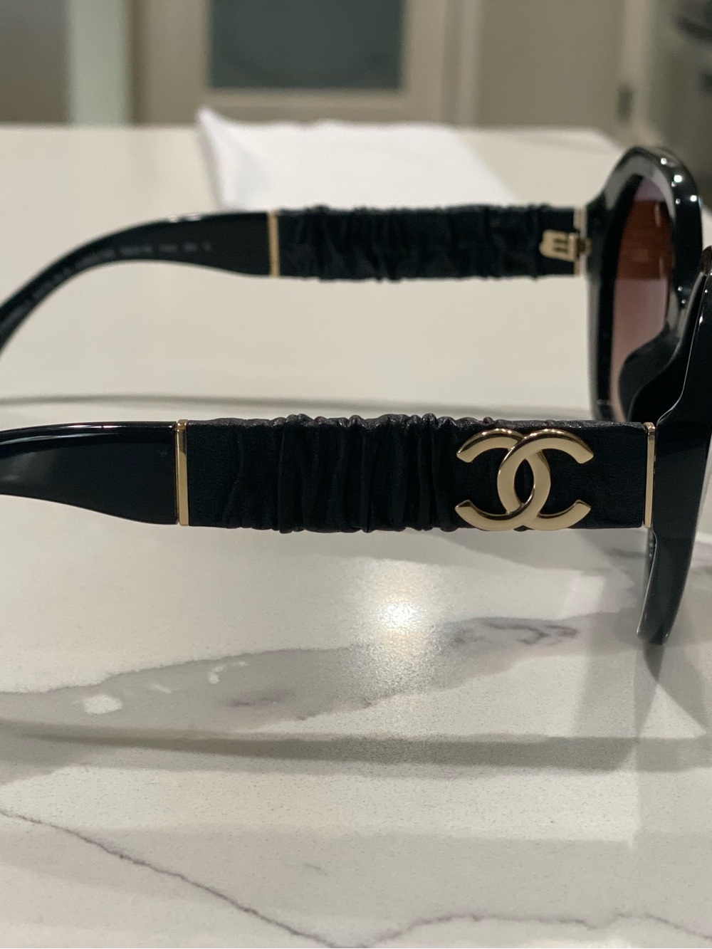 CHANEL Women's Brown Oval Sunglasses with Amber Lenses - Picture 2 of 4